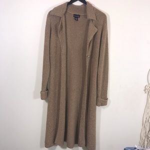 Dialogue Long Tan Duster Knit Cardigan